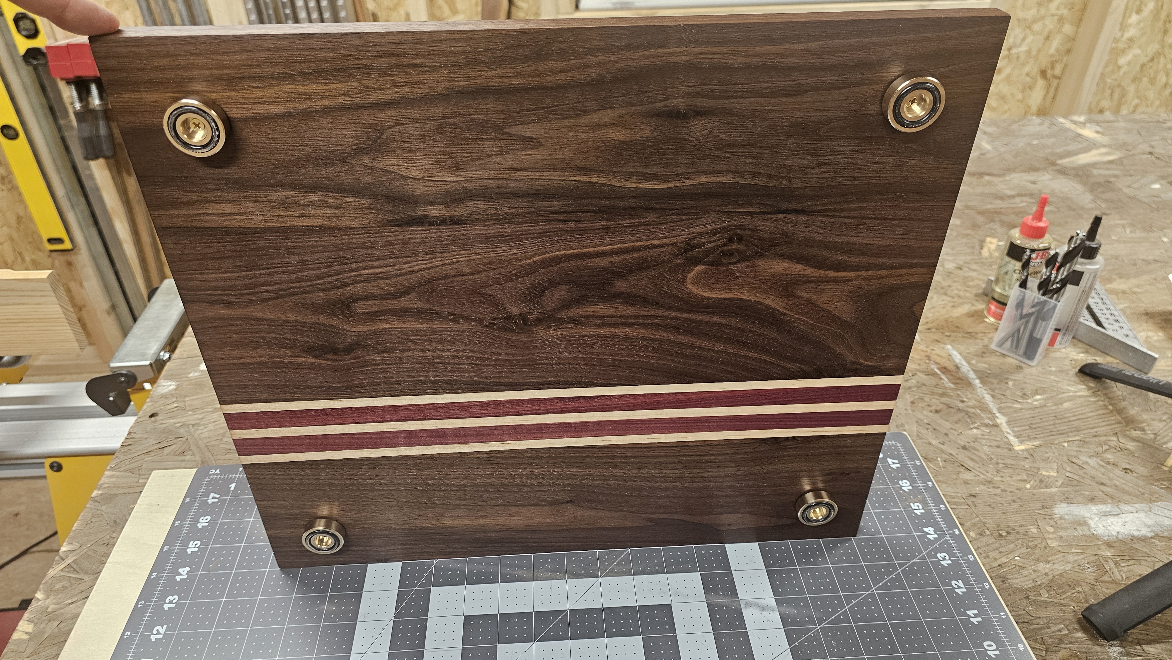 Walnut, Maple, and purple heart cutting board 5