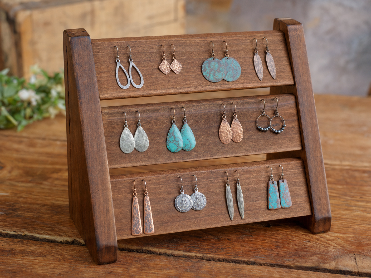 Wooden Earring Display