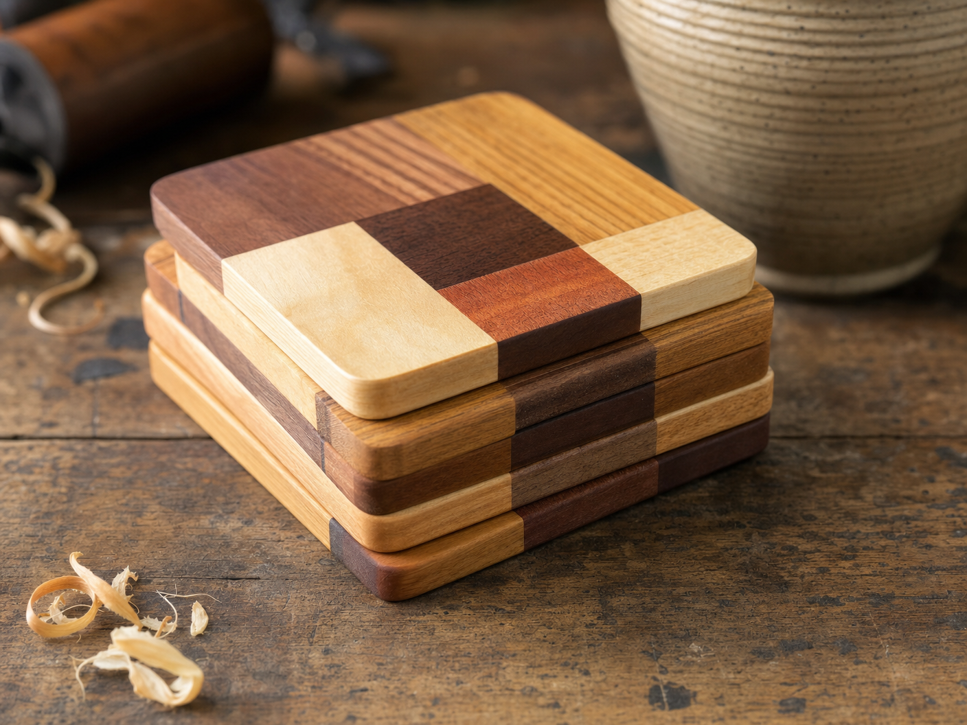 Scrap Wood Coasters Set