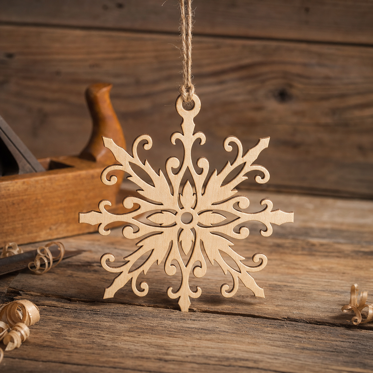 Wooden Ornament Snowflake